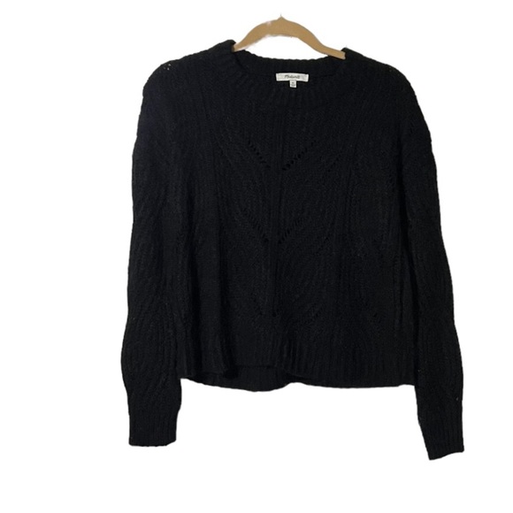 Madewell Charley Crewneck Sweater Black ALPACA Size XS Knit Comfy Fall - Picture 1 of 4